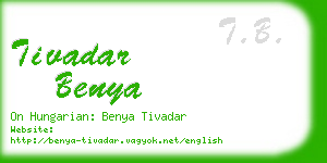 tivadar benya business card